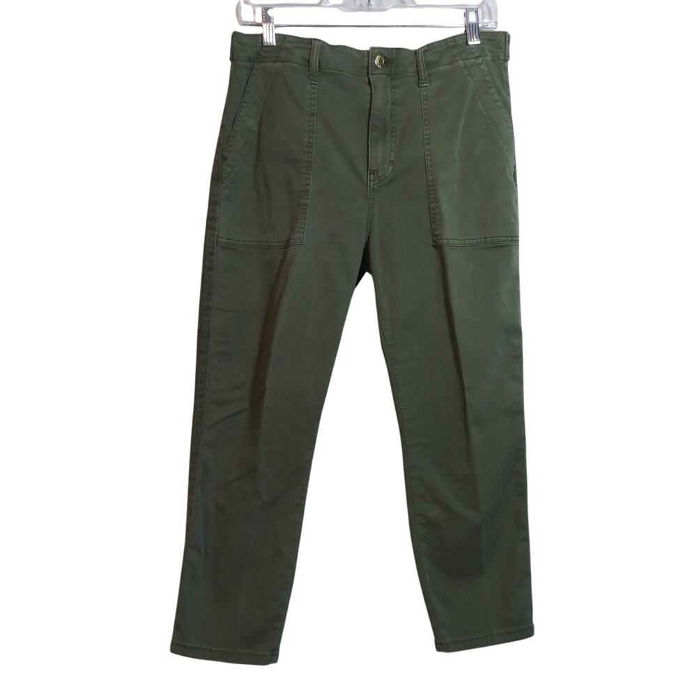 Pistola Olive Green Twill High Rise Utility Crop Pants Size 30